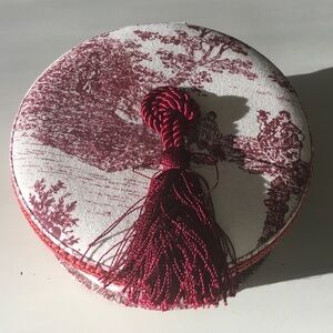 Vintage Arister Gifts, Inc. red toile fabric basket